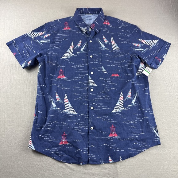 Izod Other - Izod Saltwater Shirt Mens L Blue Dockside Chambray Relaxed Classics Short Sleeve